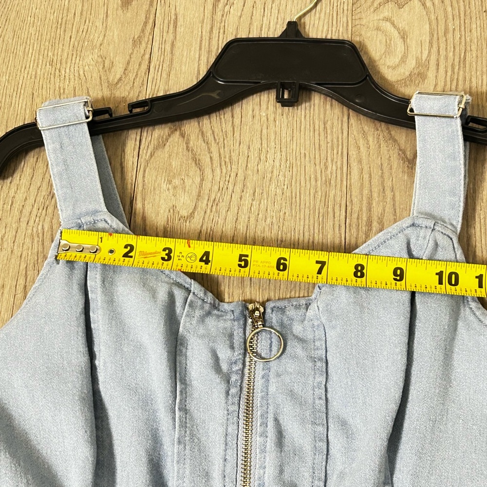 IRIS Basic Womens Denim Jumpsuit Blue Size M Belted Casual One Piece - Picture 12 of 16